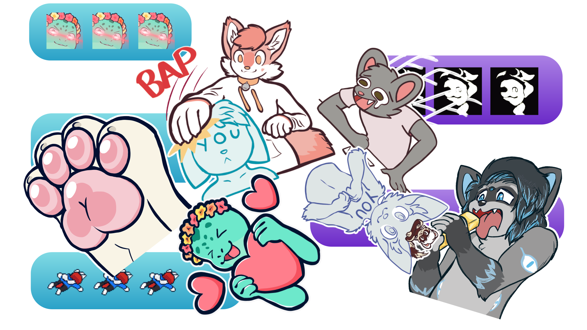 Various sticker and emote examples